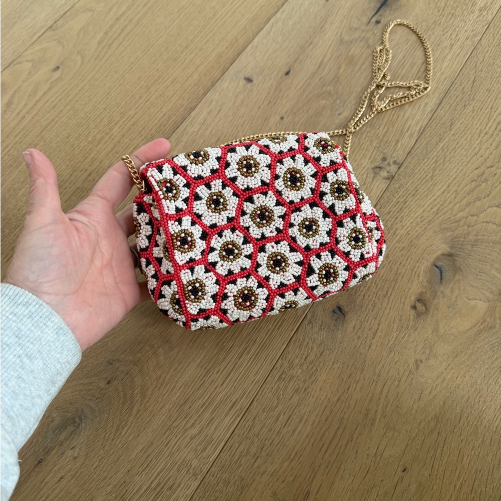 Anthropologie Beaded Floral Crossbody Bag / Clutch - Picture 7 of 13